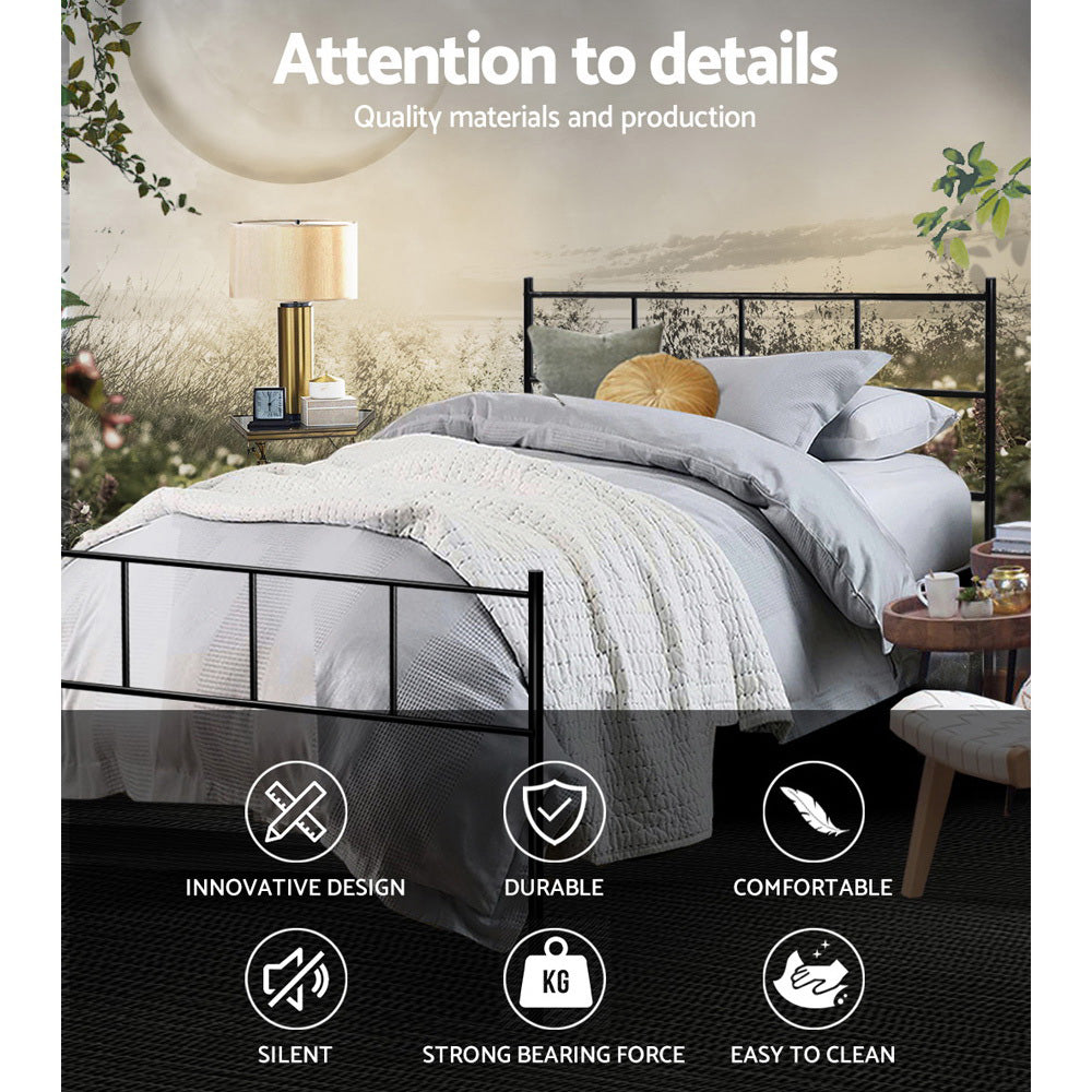 Dover (King Single) Metal Bed Frame - Black - Homecoze