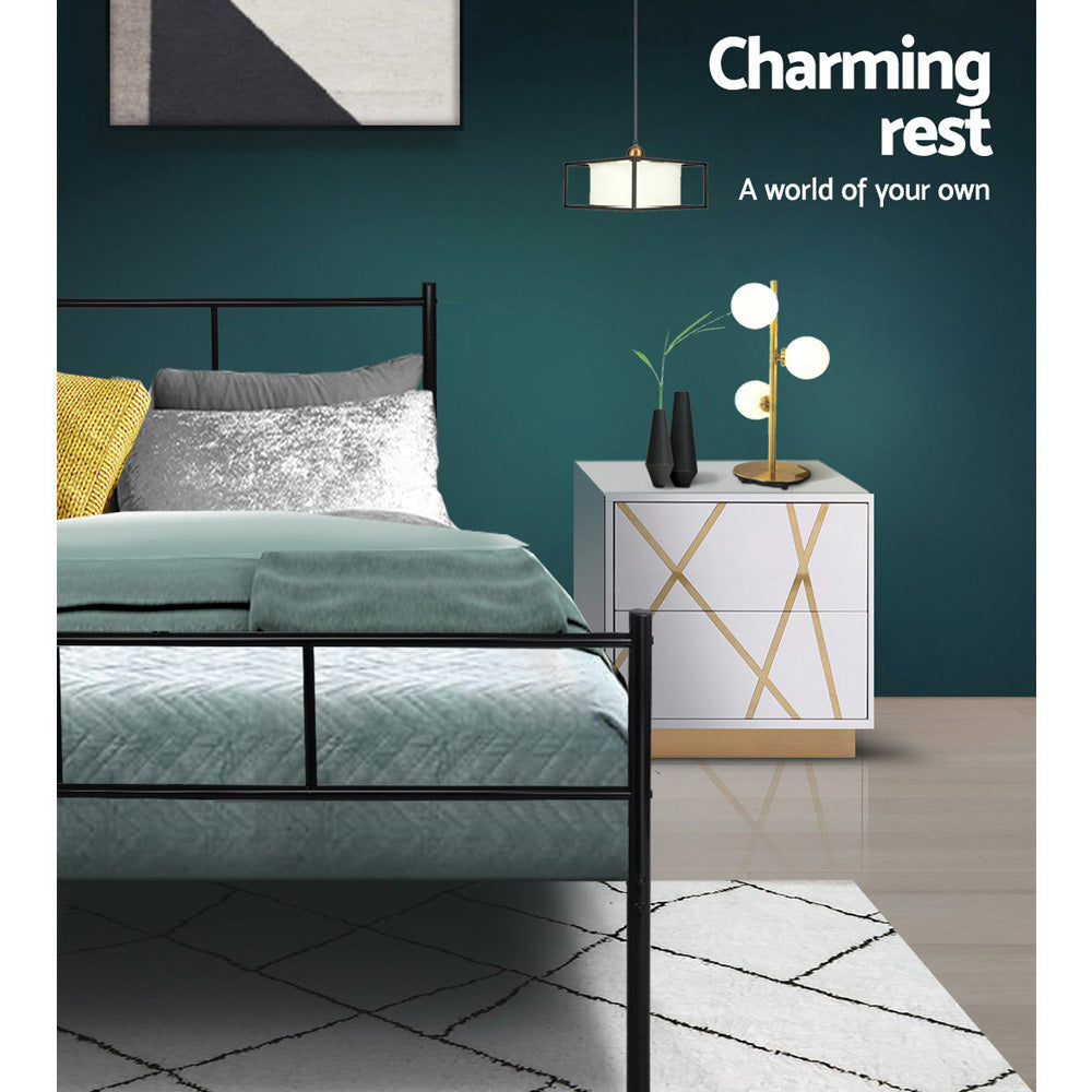 Dover (King Single) Metal Bed Frame - Black - Homecoze