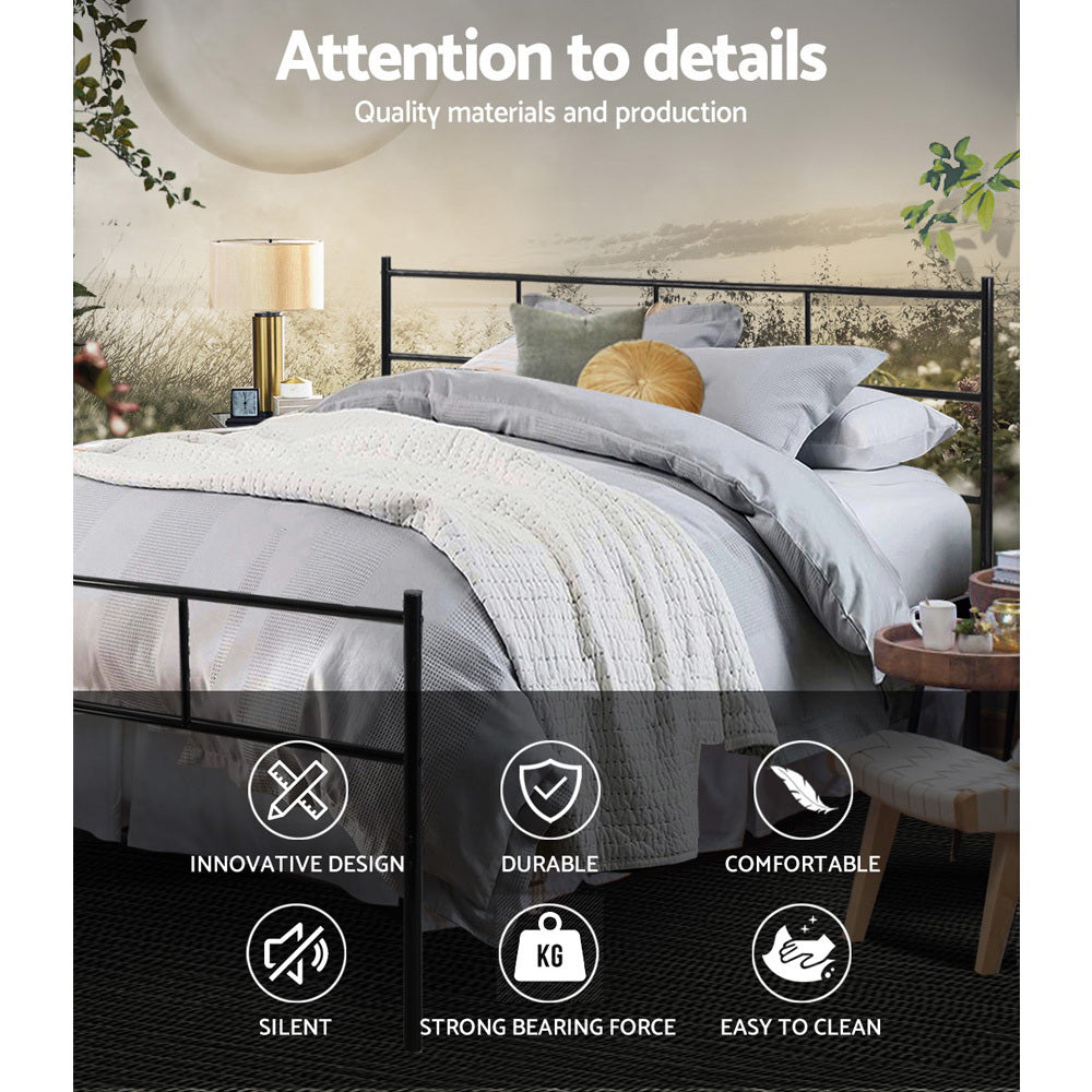 Dover (Queen) Metal Bed Frame - Black - Homecoze