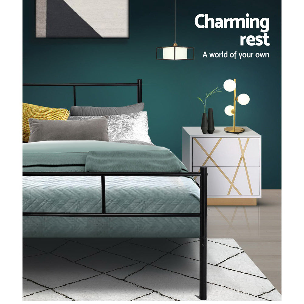 Dover (Queen) Metal Bed Frame - Black - Homecoze