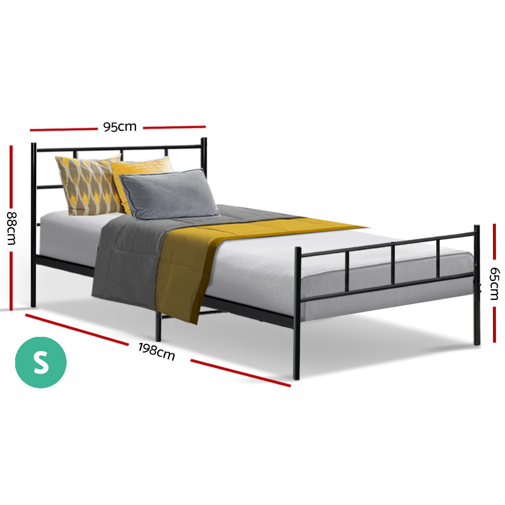 Dover (Single) Metal Bed Frame - Black - Homecoze