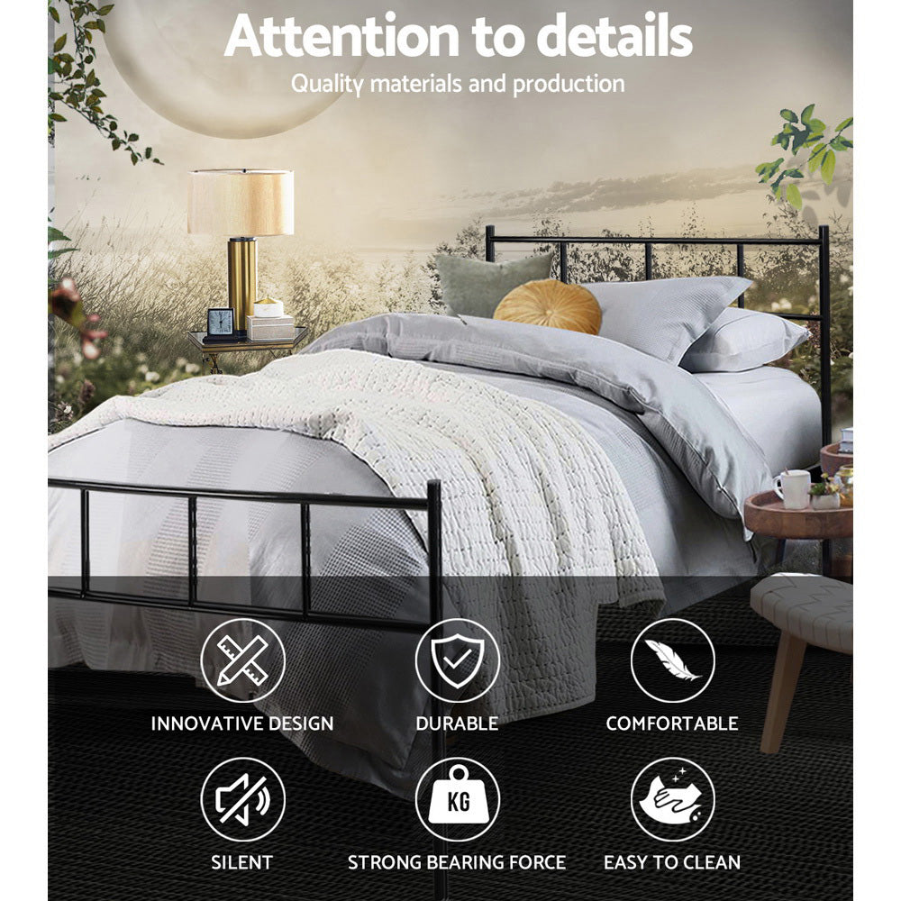 Dover (Single) Metal Bed Frame - Black - Homecoze