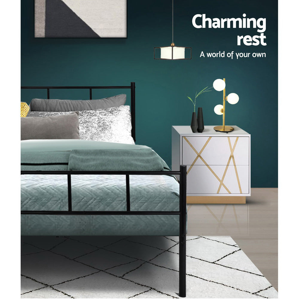 Dover (Single) Metal Bed Frame - Black - Homecoze