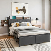 Artiss Metal Bed Frame Double Size with 2-Tier Hidden Storage with Charging Station - Homecoze