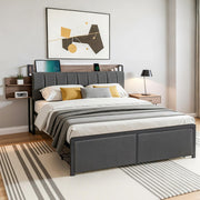 Artiss Metal Bed Frame Queen Size with 2-Tier Hidden Storage with Charging Station - Homecoze