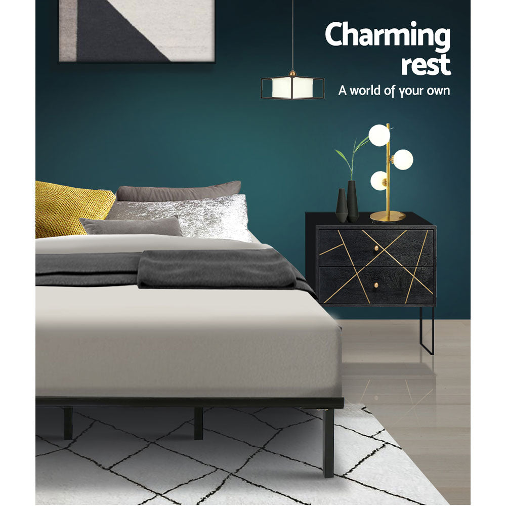 Canton (Queen) Metal Bed Frame - Black - Homecoze