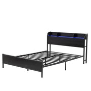 Artiss Bed Frame Double Size with Storage Shelf Headboard Charging Station GRID - Homecoze