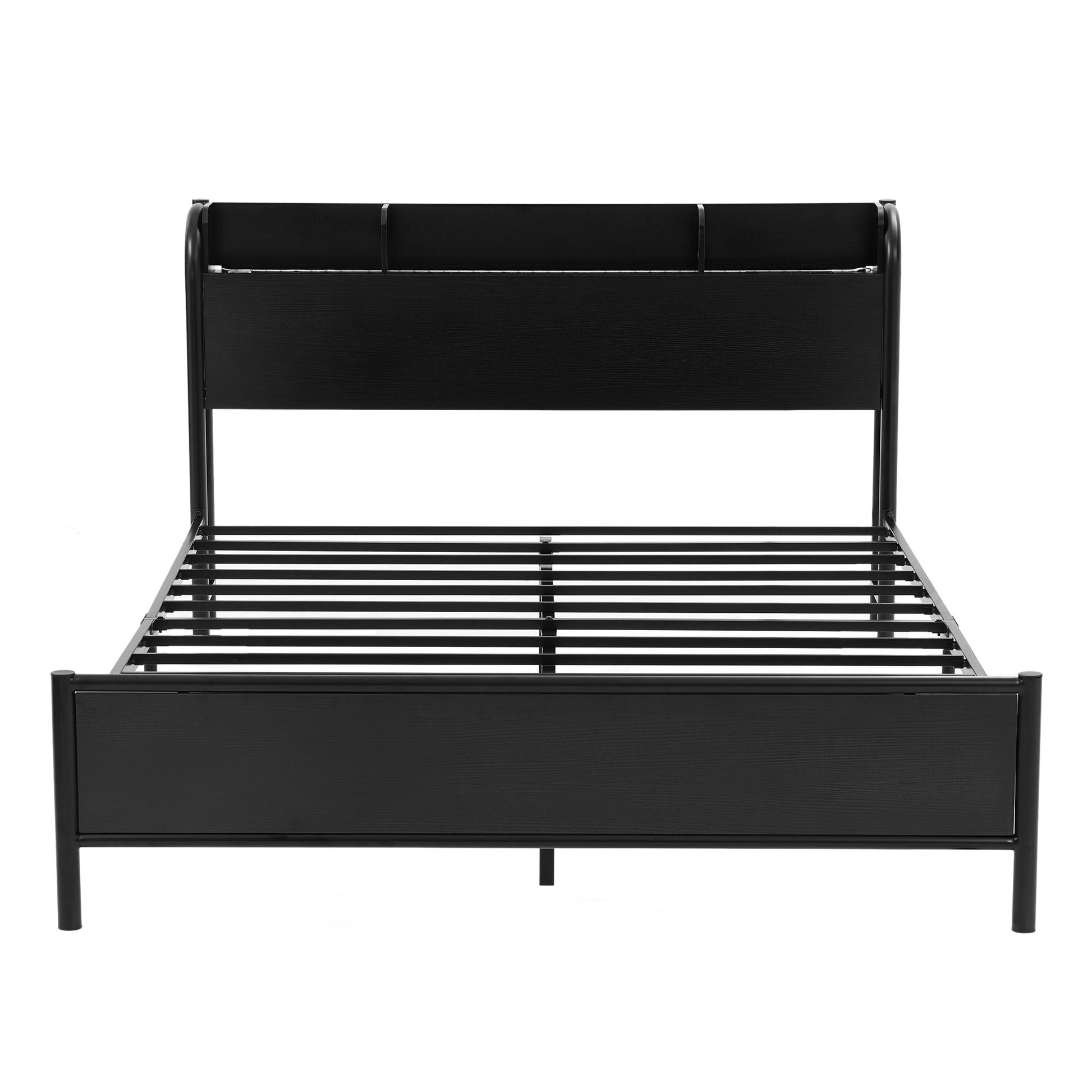 Artiss Bed Frame Double Size with Storage Shelf Headboard Charging Station GRID - Homecoze