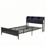 Artiss Bed Frame Single Size with Storage Shelf Headboard Charging Station GRID - Homecoze