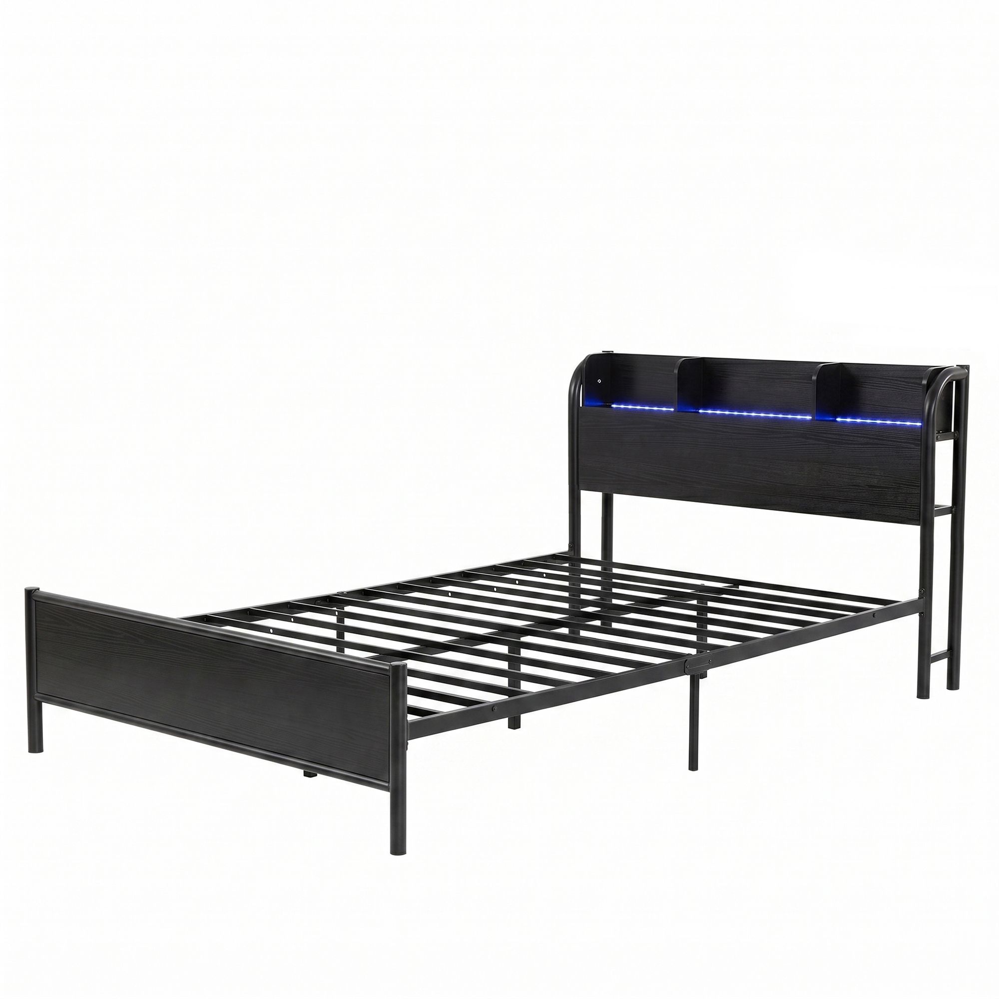 Artiss Bed Frame Single Size with Storage Shelf Headboard Charging Station GRID - Homecoze