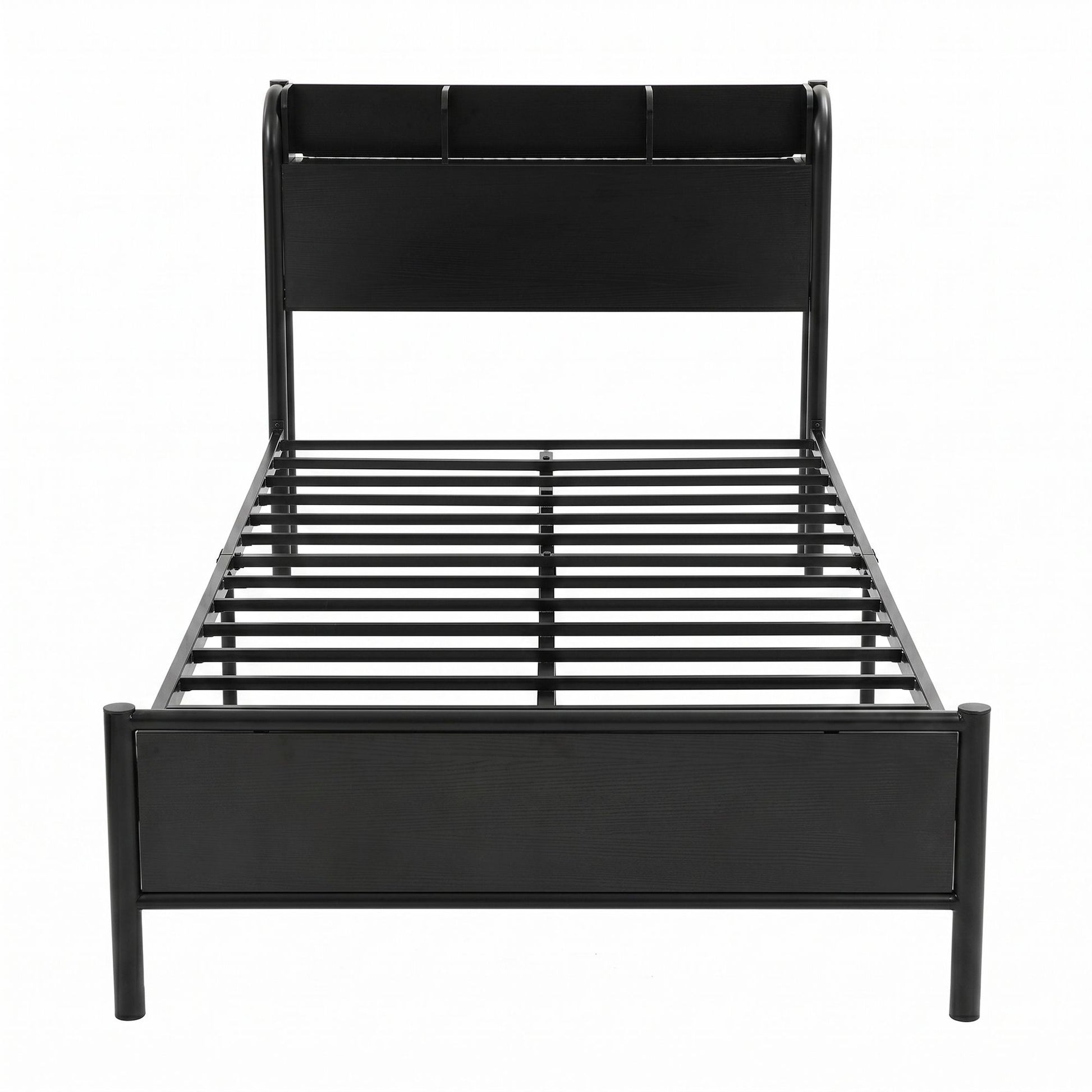 Artiss Bed Frame Single Size with Storage Shelf Headboard Charging Station GRID - Homecoze