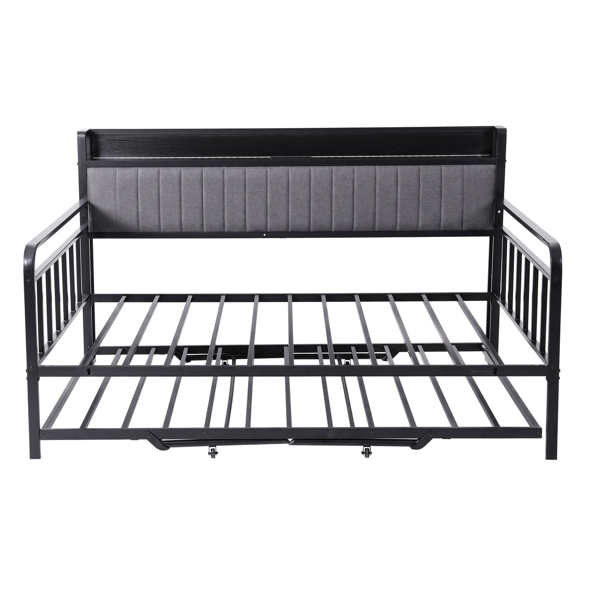 Artiss Bed Frame Double LED Metal Trundle Daybed with Charging Station TURN - Homecoze