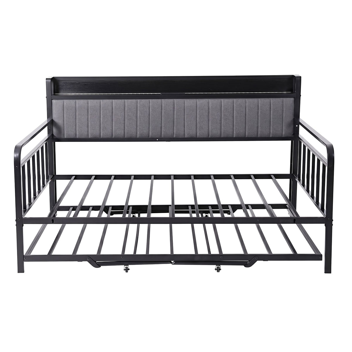 Artiss Bed Frame King Single LED Metal Trundle Daybed with Charging Station TURN - Homecoze