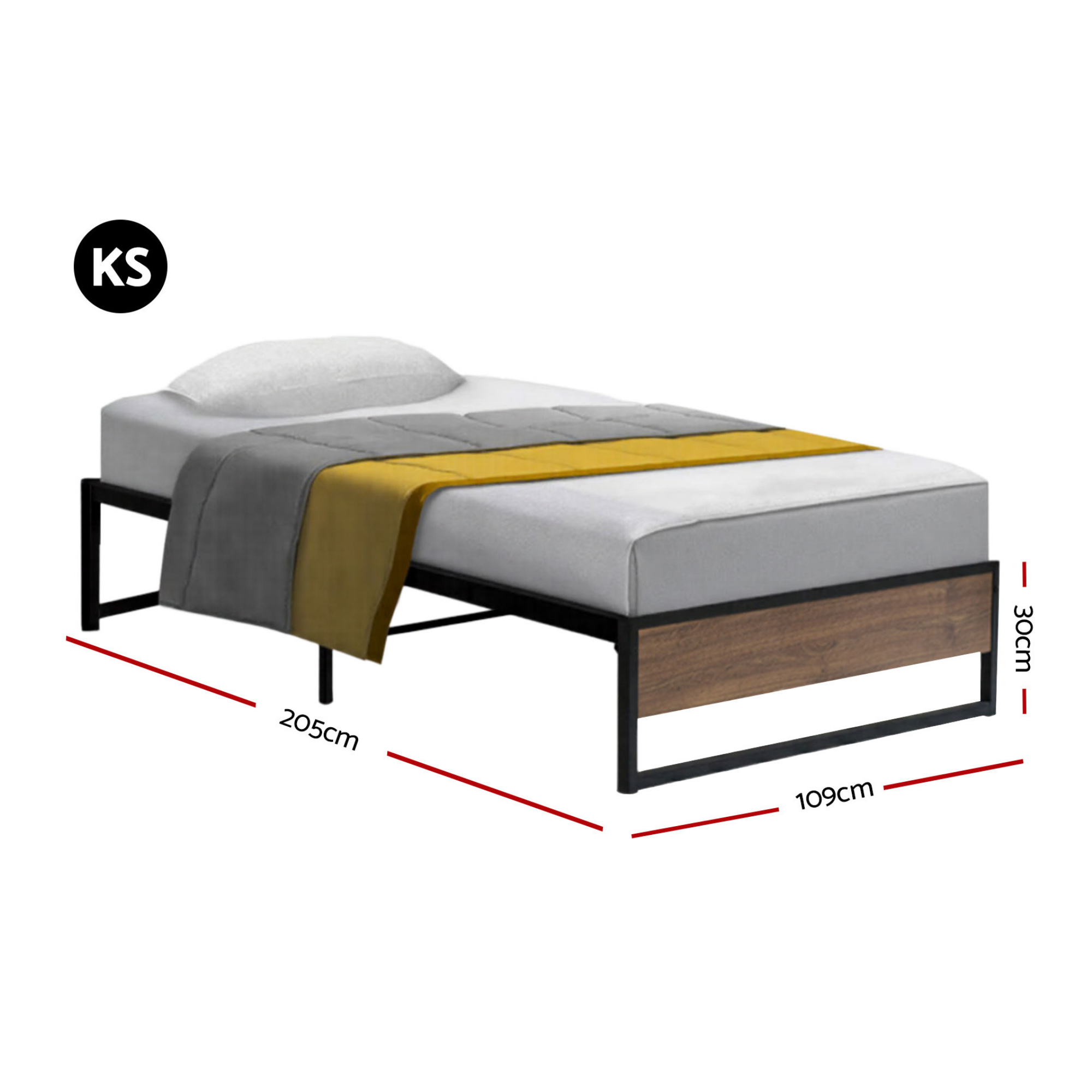 Garland (King Single) Metal Bed Frame - Black & Brown