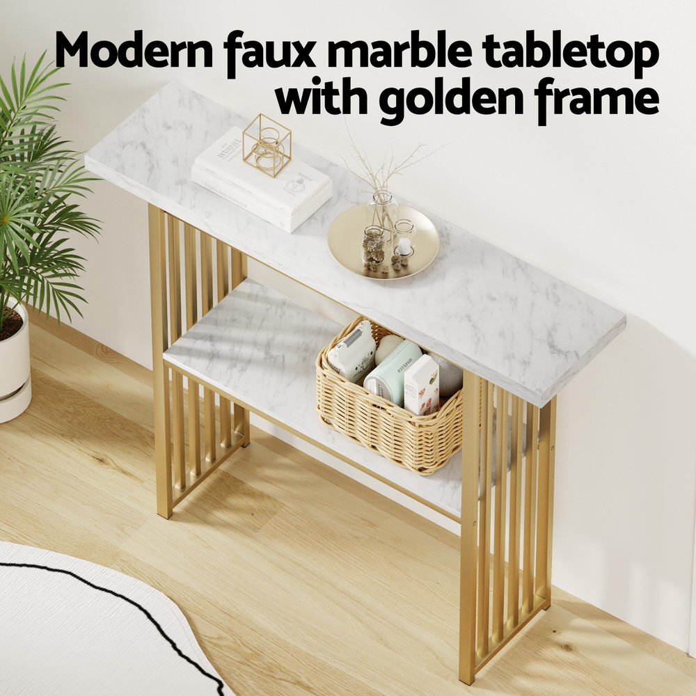 Artiss Console Table Marble Effect White&Gold - Homecoze