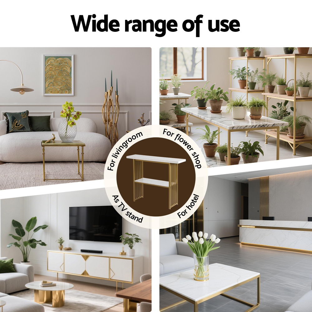 Artiss Console Table Marble Effect White&Gold - Homecoze