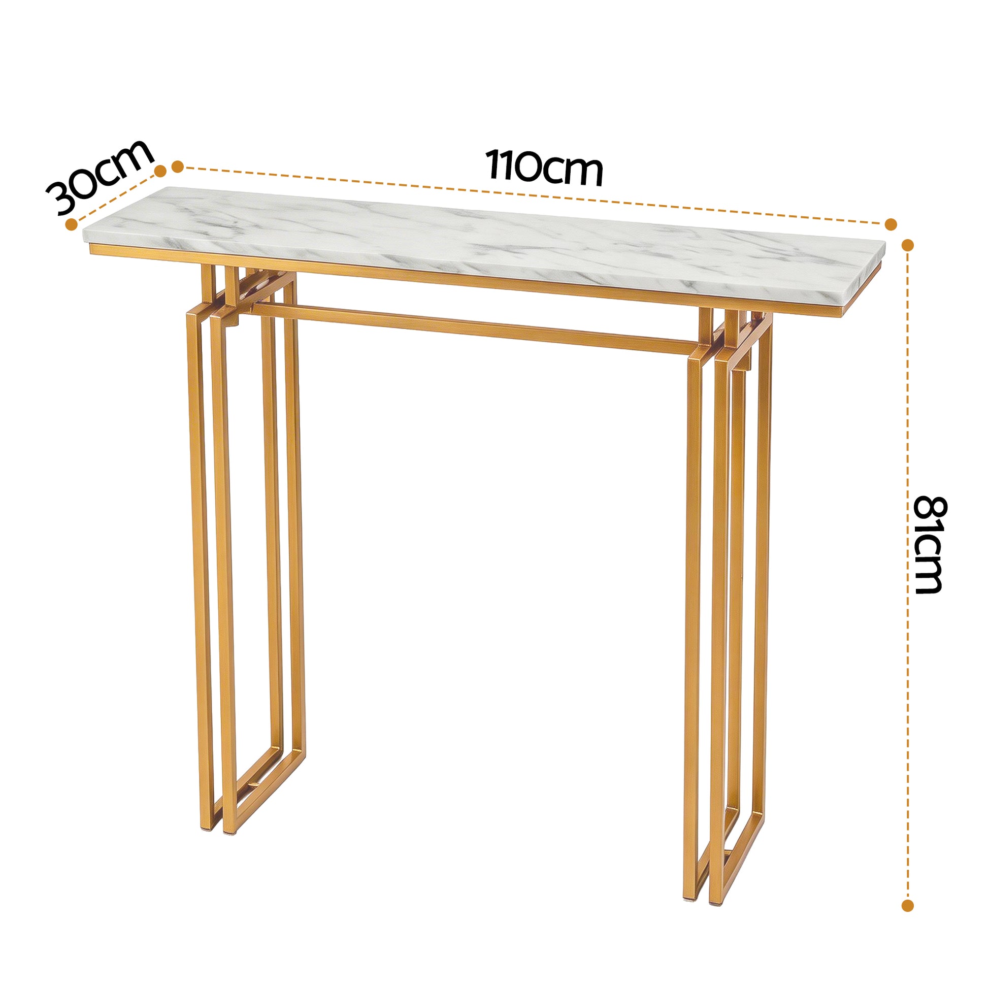 Artiss Console Table Hallway Entryway Table Marble Effect 110CM White & Gold - Homecoze