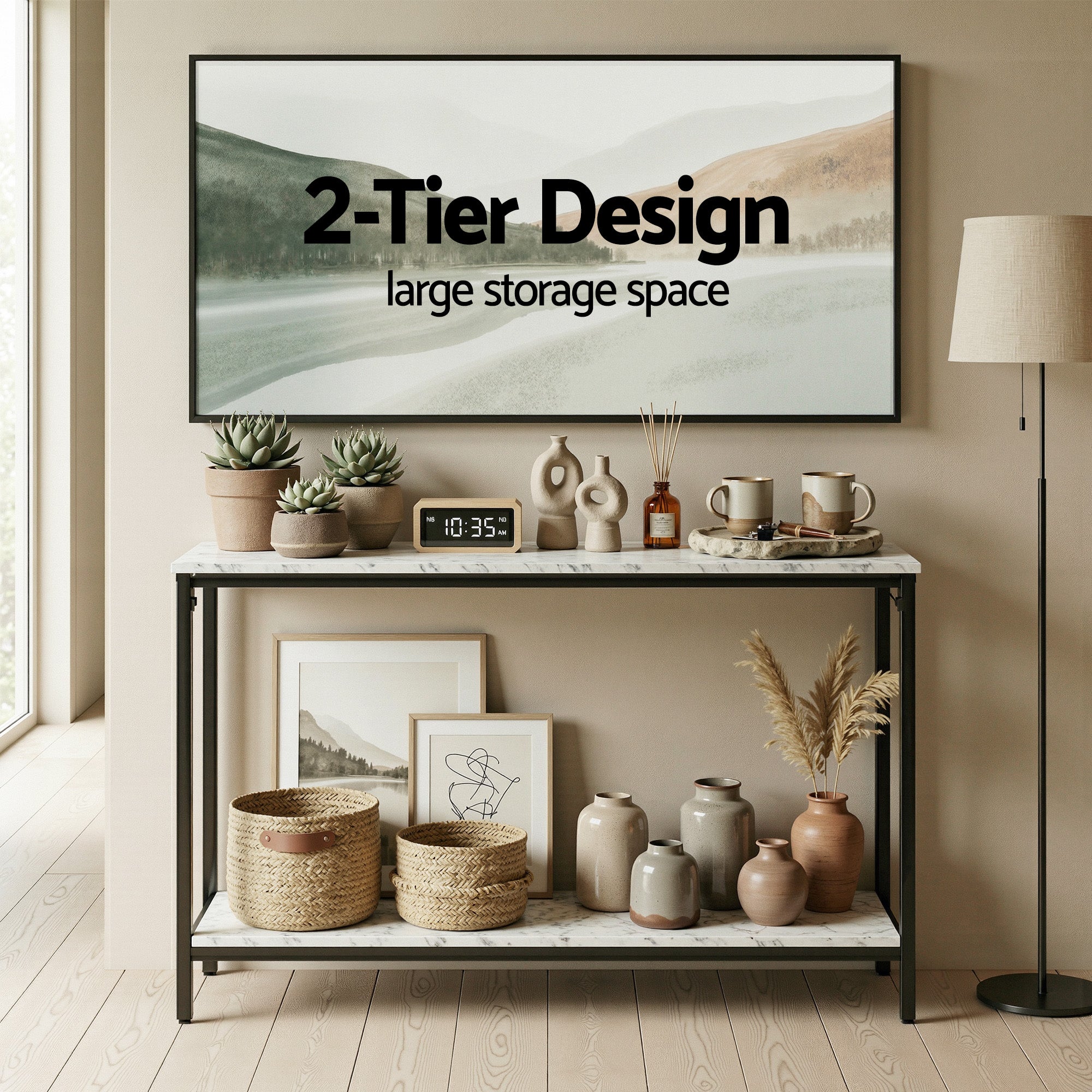 Artiss Console Table Entryway Hallway Display Desk Marble Effect White - Homecoze