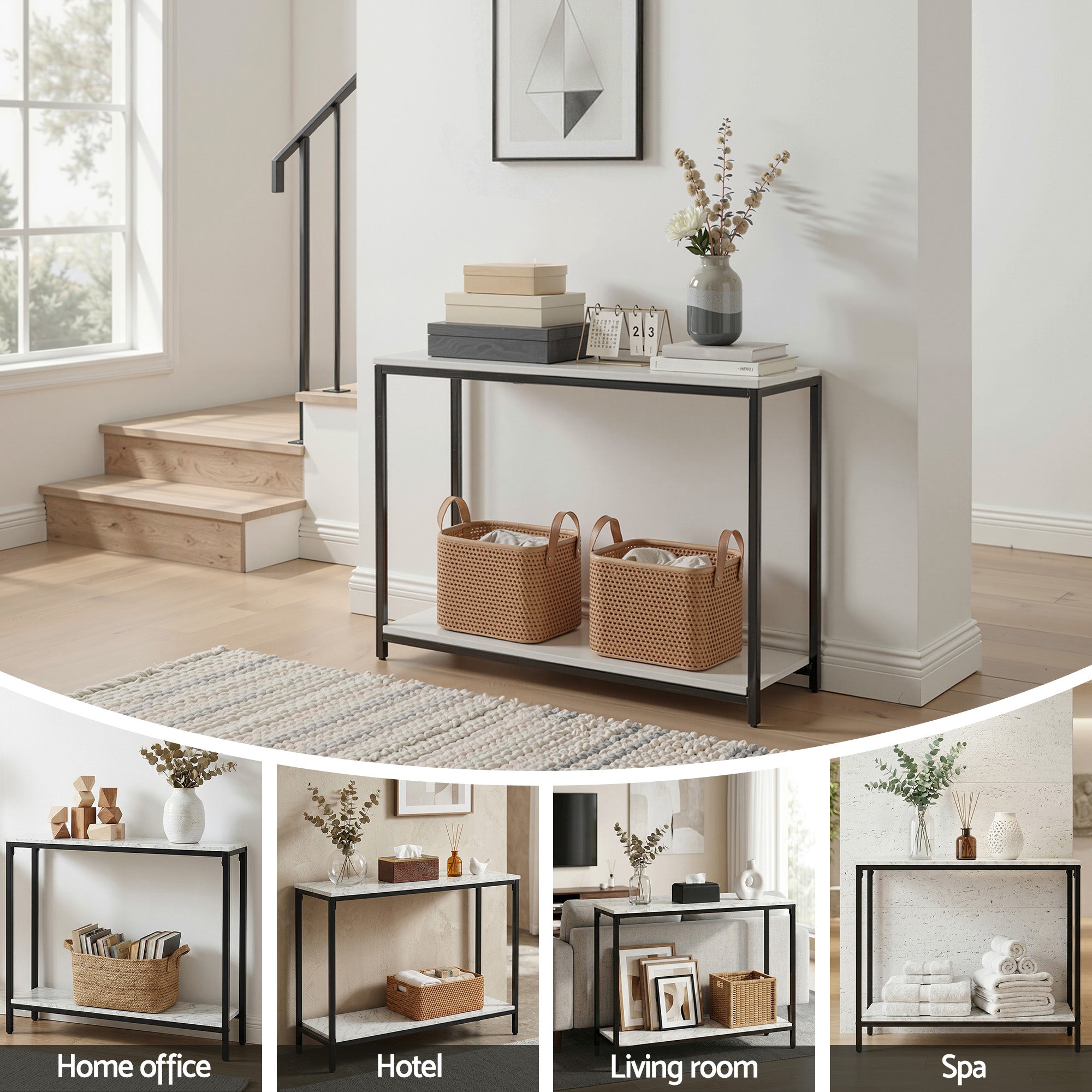 Artiss Console Table Entryway Hallway Display Desk Marble Effect White - Homecoze