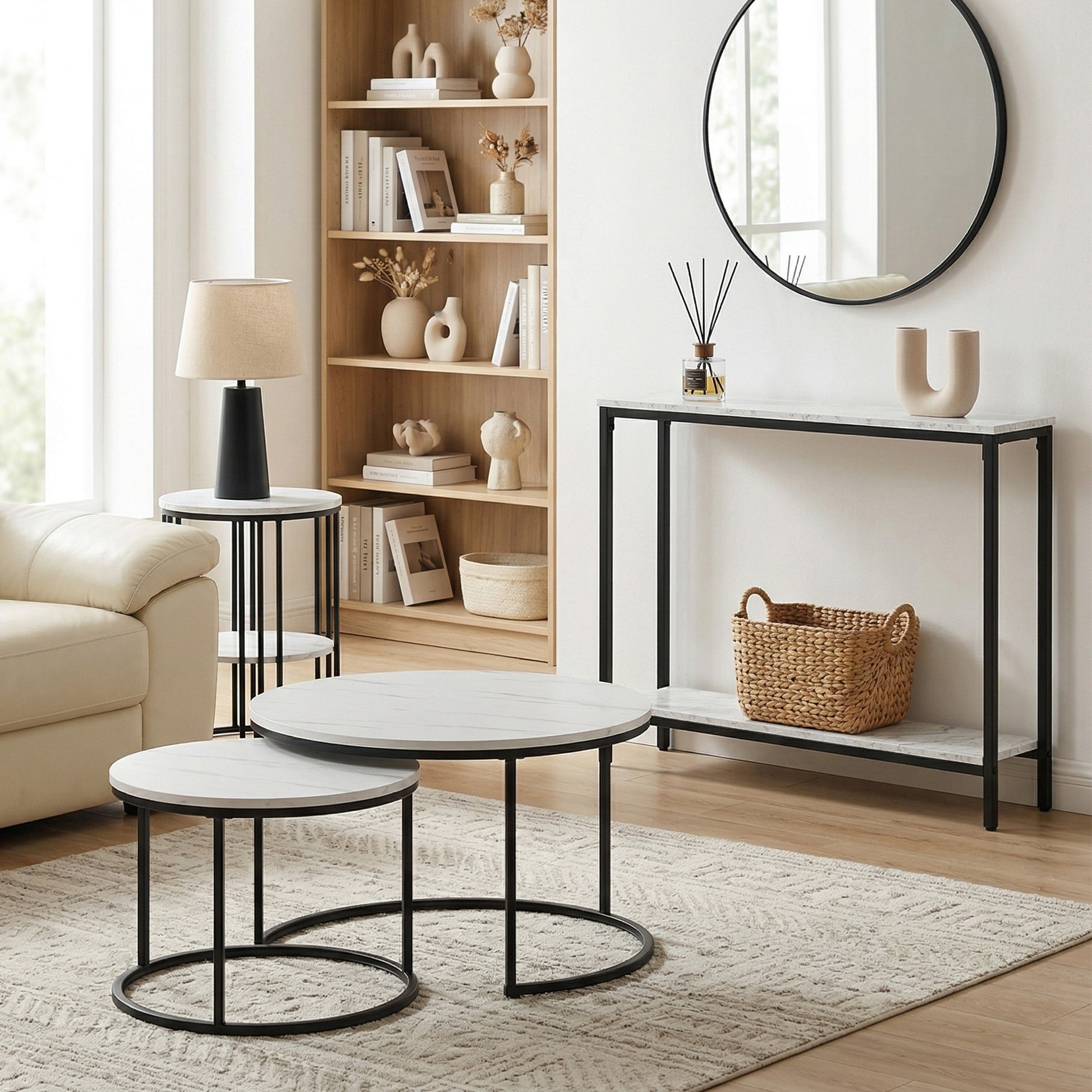 Artiss Console Table Entryway Hallway Display Desk Marble Effect White - Homecoze