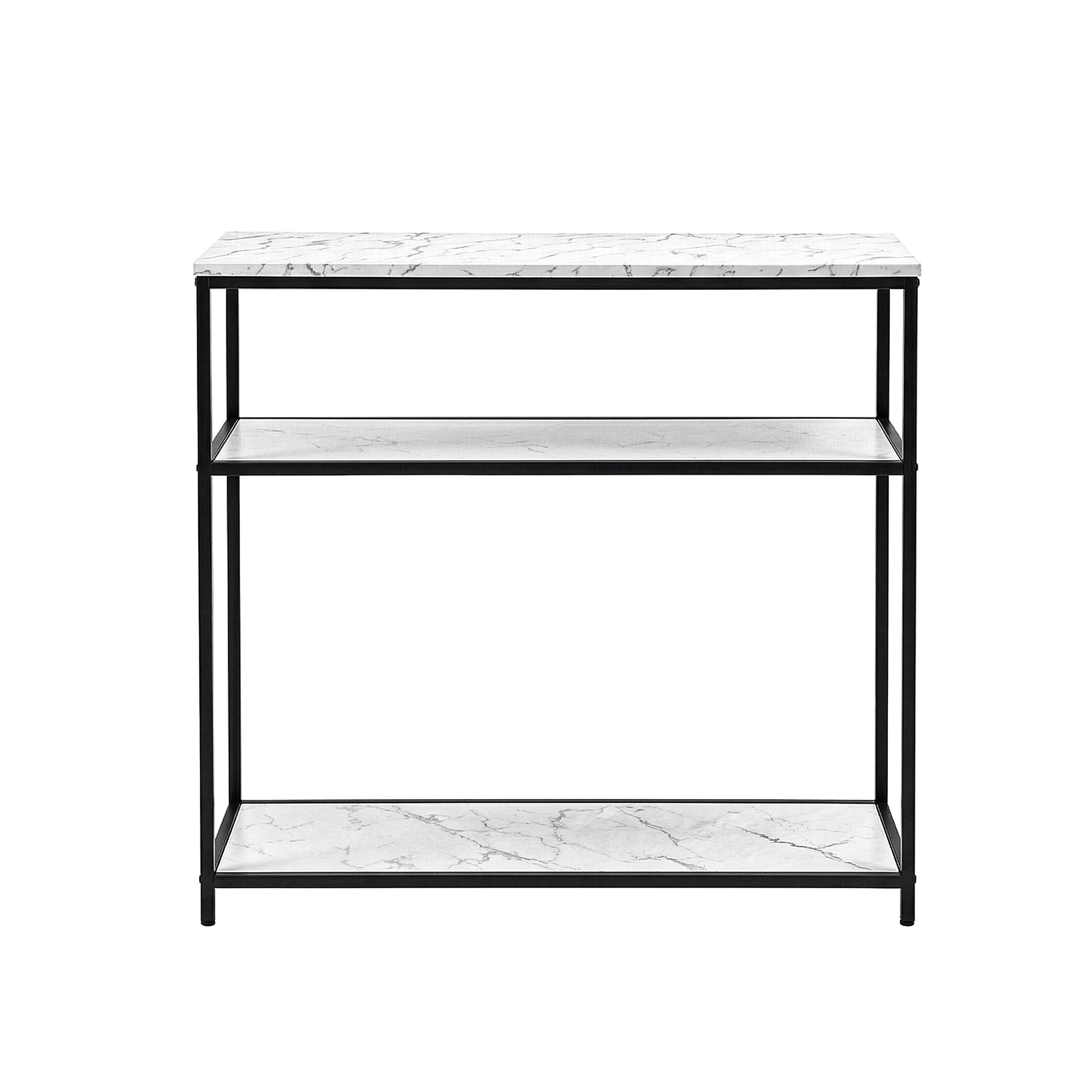 Artiss Console Table Marble Effect 3-Tier Sofa Entryway Side Table 90CM White - Homecoze