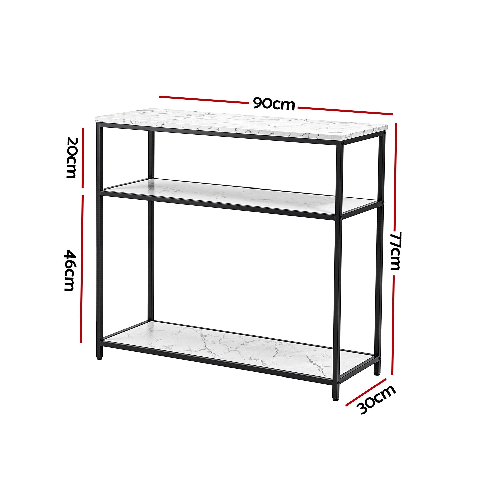 Artiss Console Table Marble Effect 3-Tier Sofa Entryway Side Table 90CM White - Homecoze