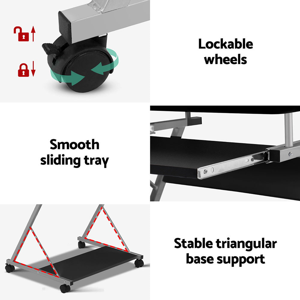 Metal Pull Out Table Desk - Black - Homecoze