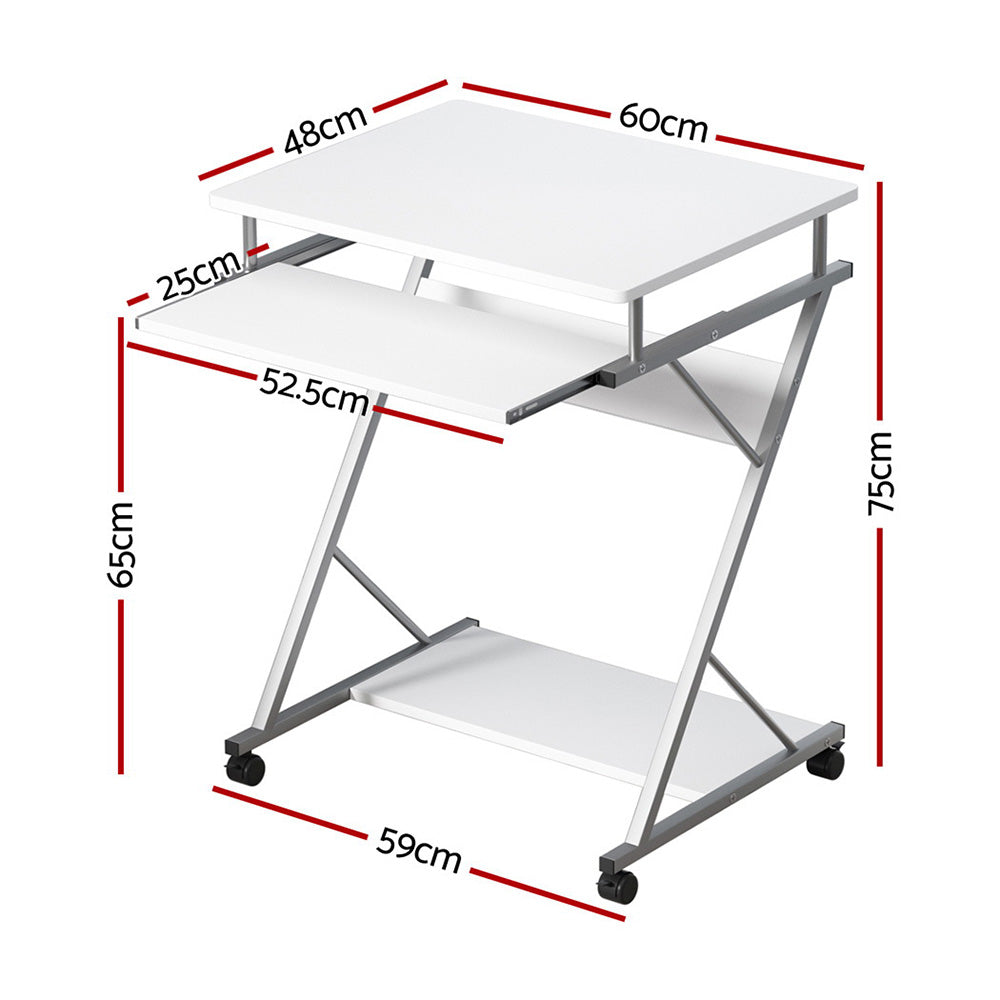 Metal Pull Out Table Desk - White - Homecoze