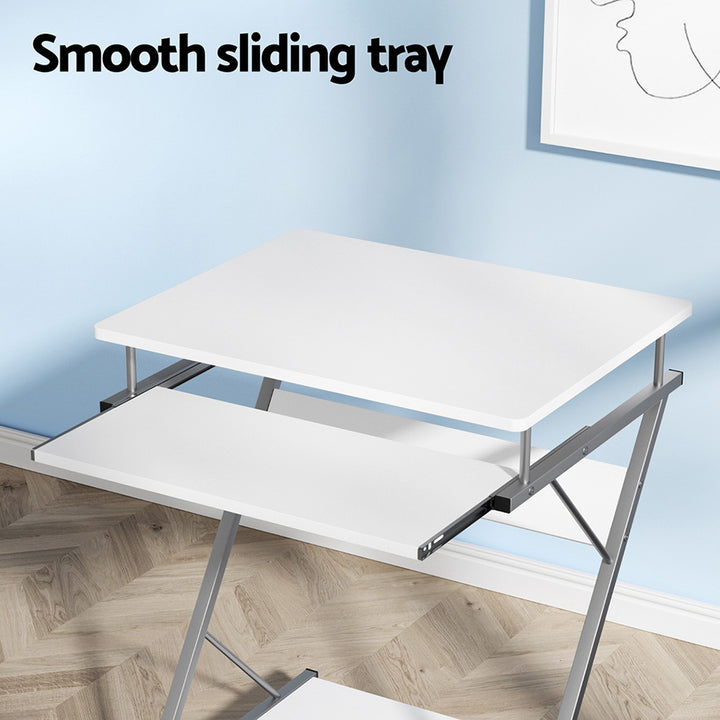 Metal Pull Out Table Desk - White - Homecoze