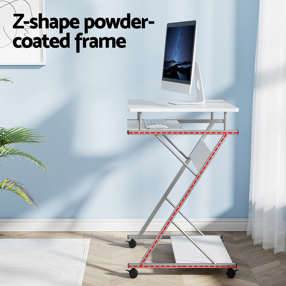 Metal Pull Out Table Desk - White - Homecoze