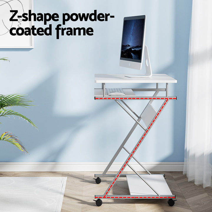 Metal Pull Out Table Desk - White - Homecoze