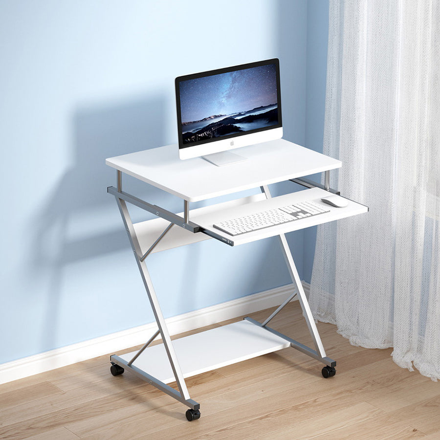 Metal Pull Out Table Desk - White - Homecoze