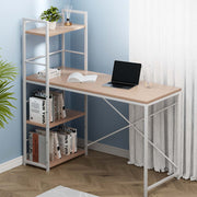 Metal Desk with Shelves - White with Oak Top - Homecoze
