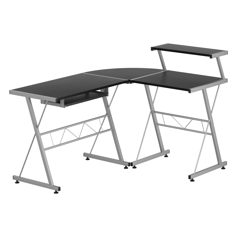 Corner Metal Pull Out Table Desk - Black - Homecoze