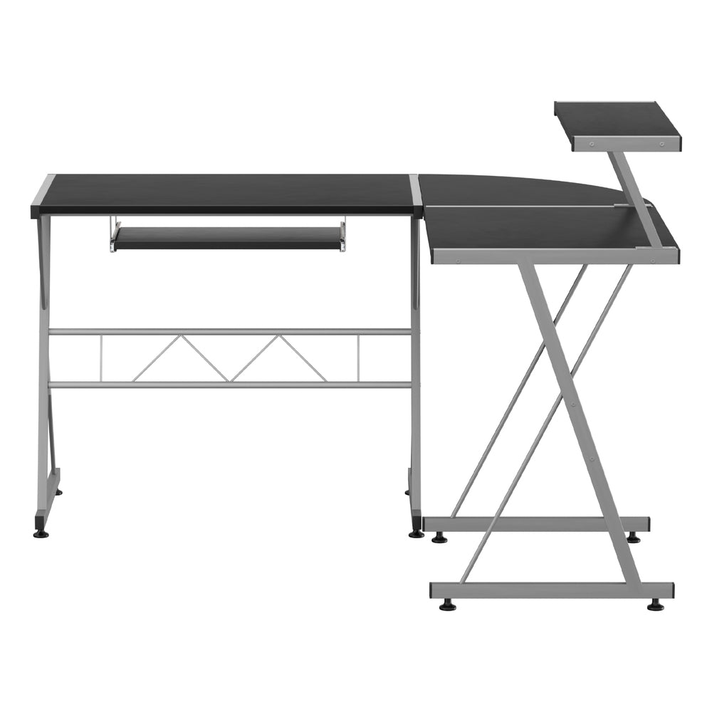 Corner Metal Pull Out Table Desk - Black - Homecoze