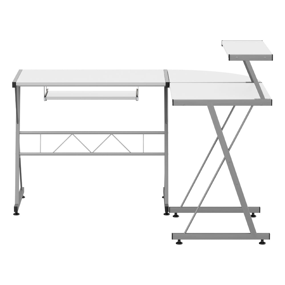 Corner Metal Pull Out Table Desk - White - Homecoze