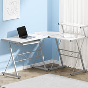 Corner Metal Pull Out Table Desk - White - Homecoze