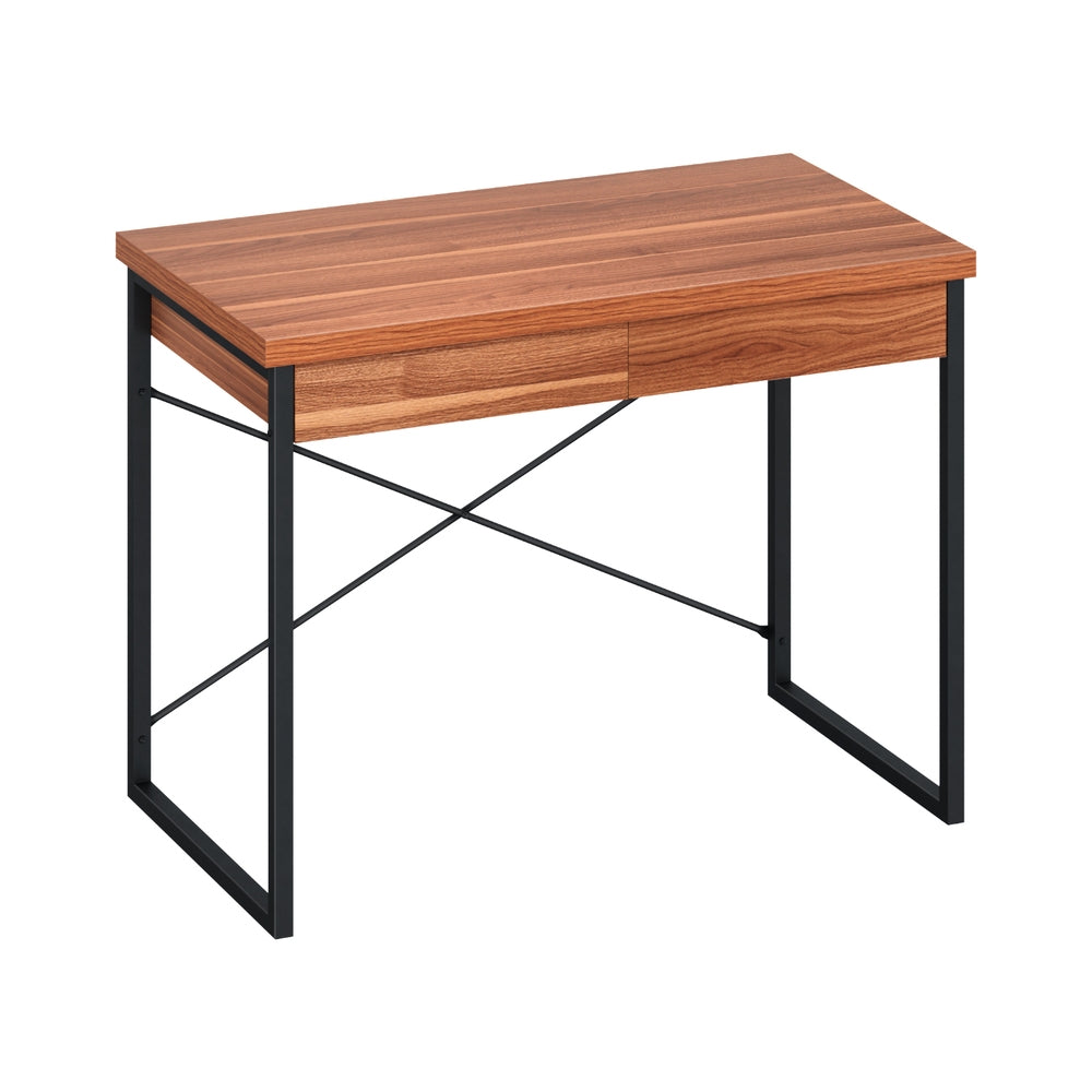 Metal Desk with Drawer - Walnut - Homecoze