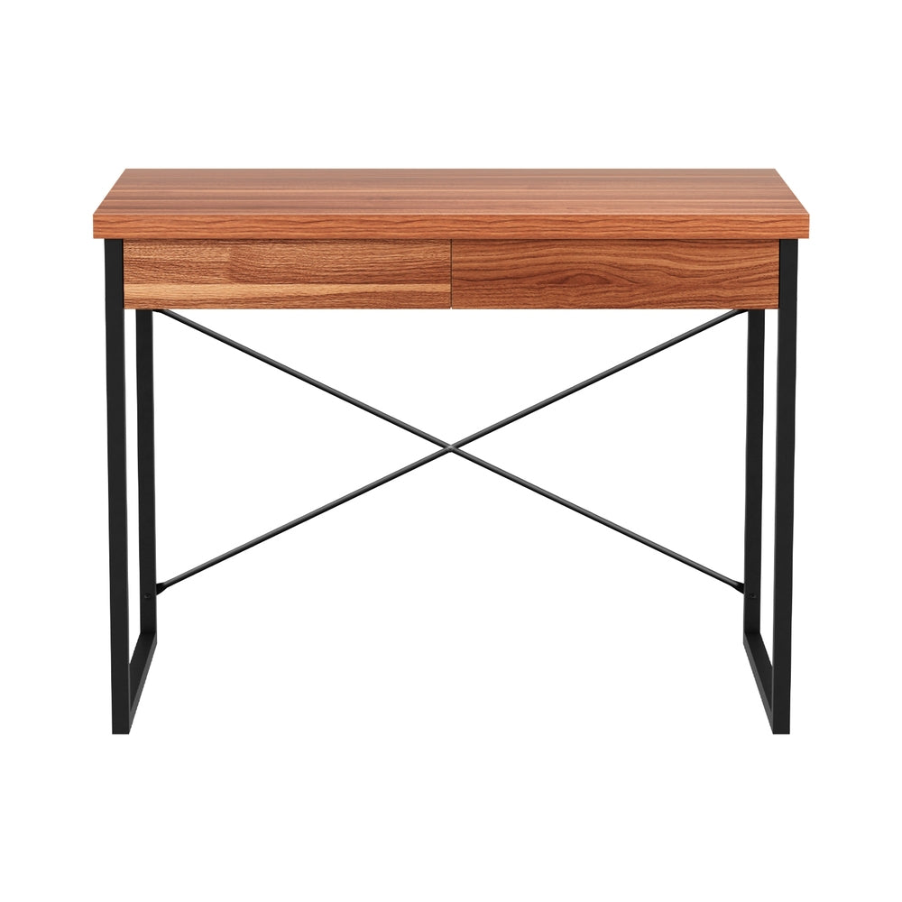 Metal Desk with Drawer - Walnut - Homecoze