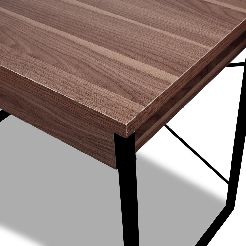 Metal Desk with Drawer - Walnut - Homecoze