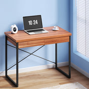 Metal Desk with Drawer - Walnut - Homecoze