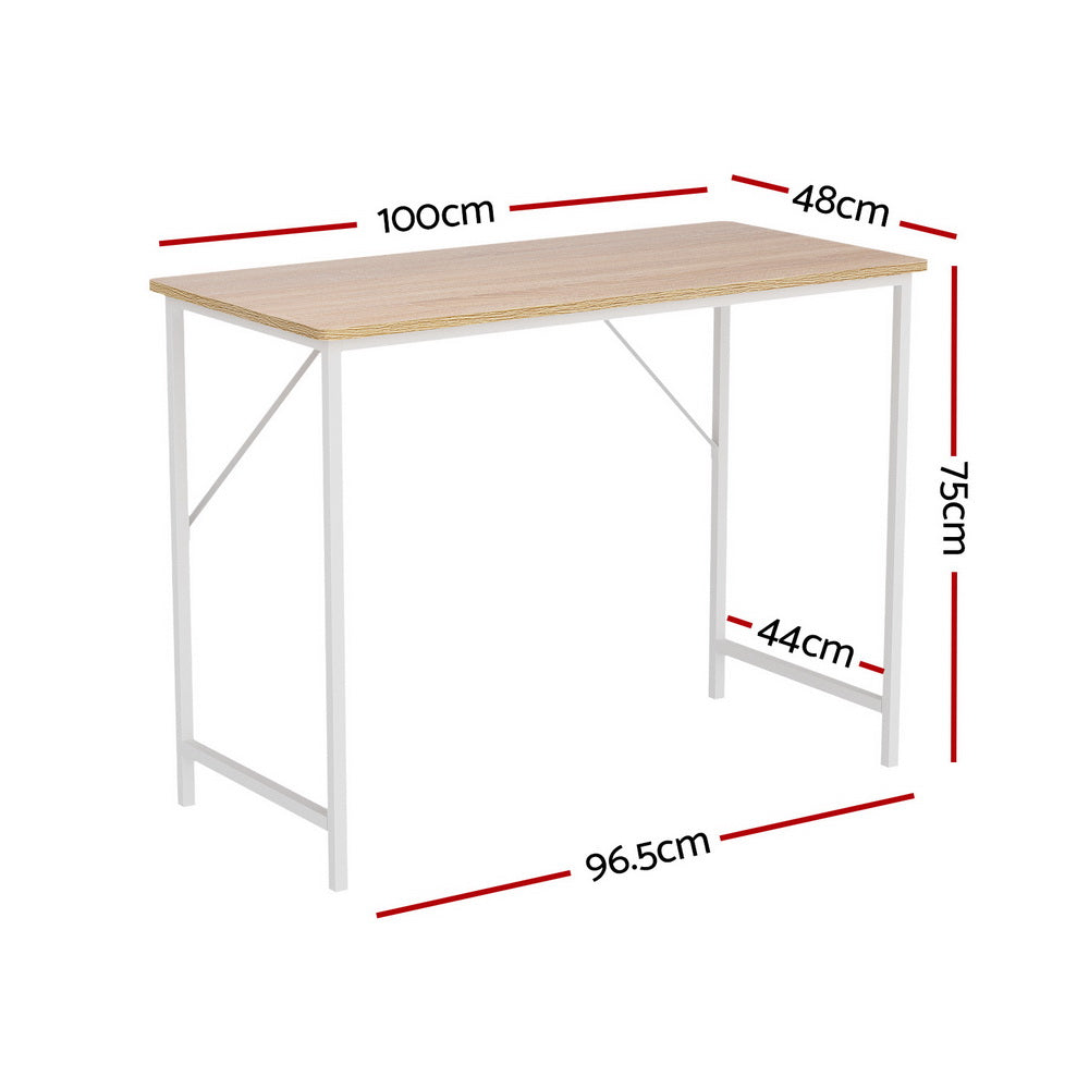 Minimalist Metal Desk - White & Oak - Homecoze