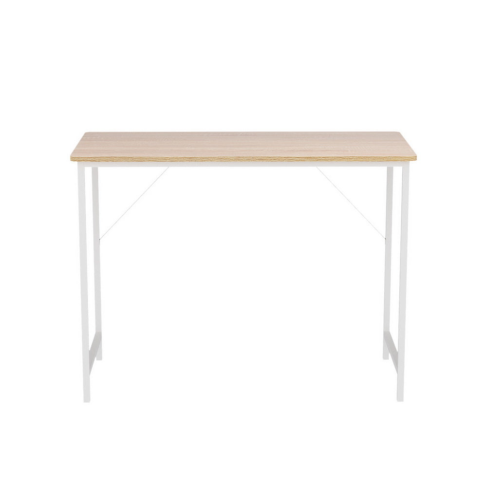 Minimalist Metal Desk - White & Oak - Homecoze