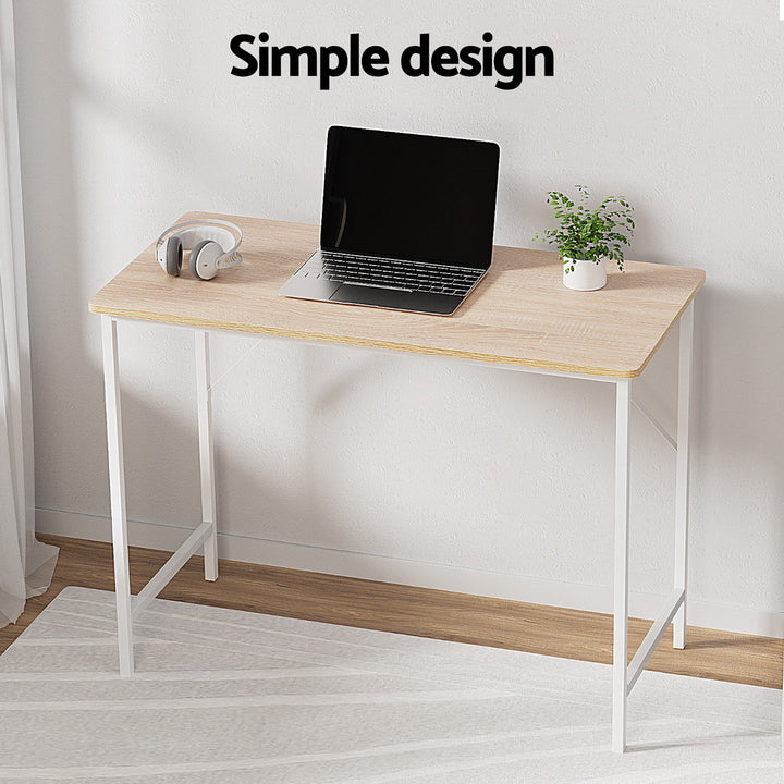 Minimalist Metal Desk - White & Oak - Homecoze