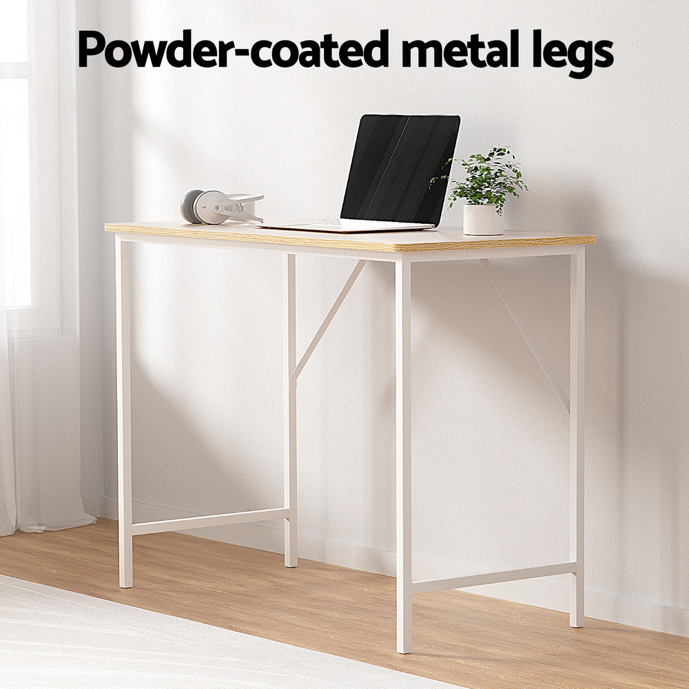 Minimalist Metal Desk - White & Oak - Homecoze