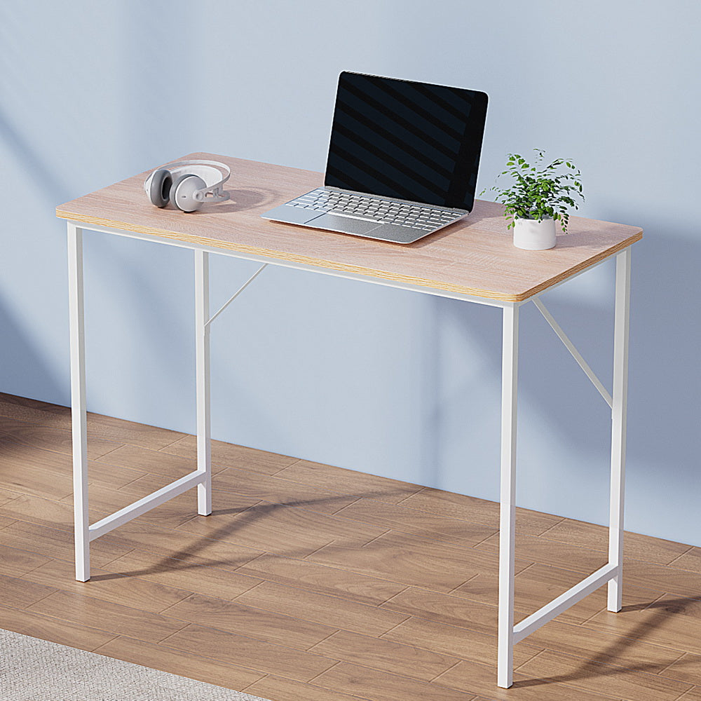 Minimalist Metal Desk - White & Oak - Homecoze