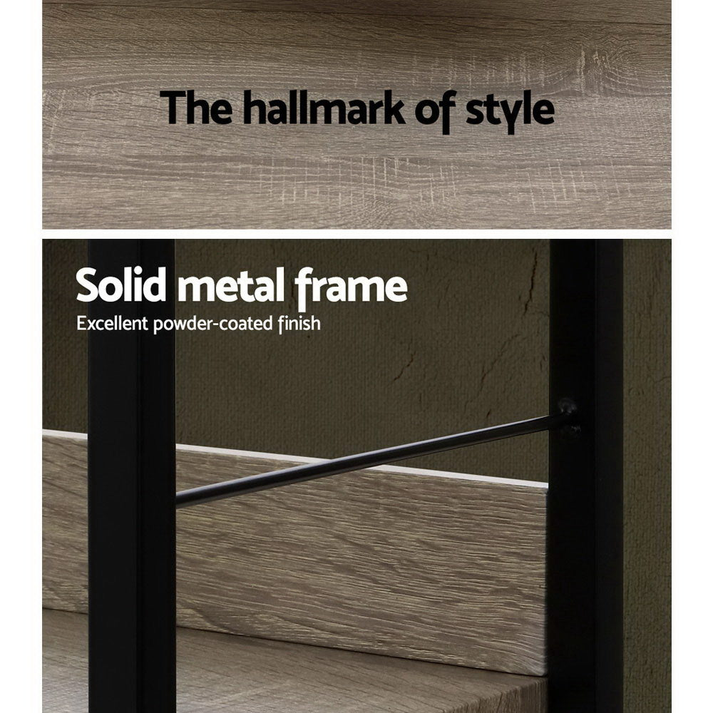 4 Tier 125cm Metal & Wood Bookshelf Display Shelves - Black & Wood - Homecoze