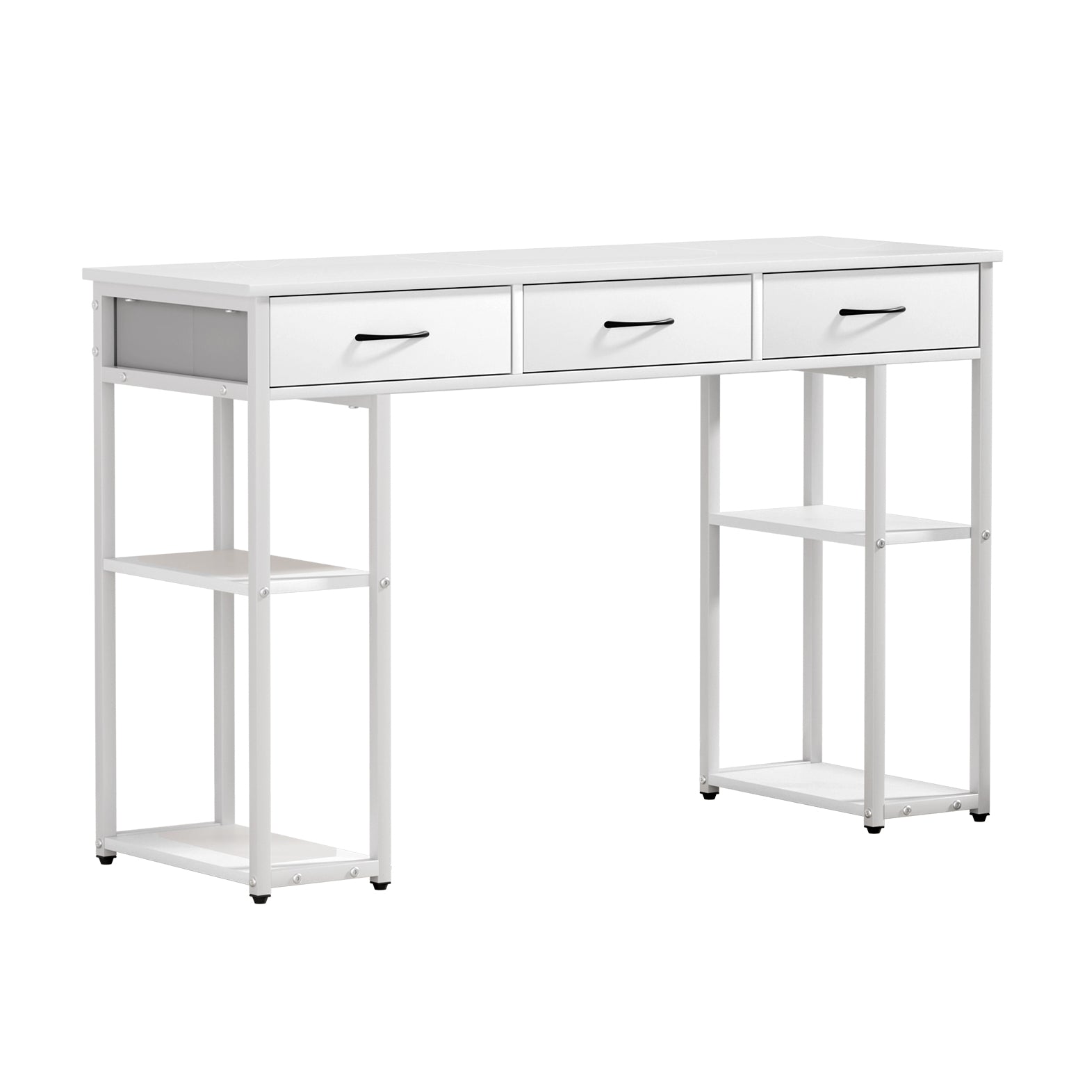 Compact Computer Desk Study Nook Storage Table 120CM - White - Homecoze