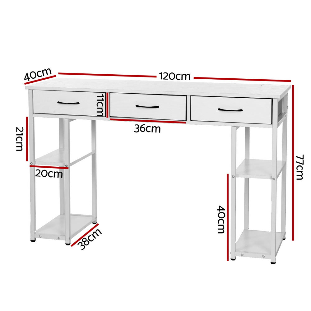Compact Computer Desk Study Nook Storage Table 120CM - White - Homecoze
