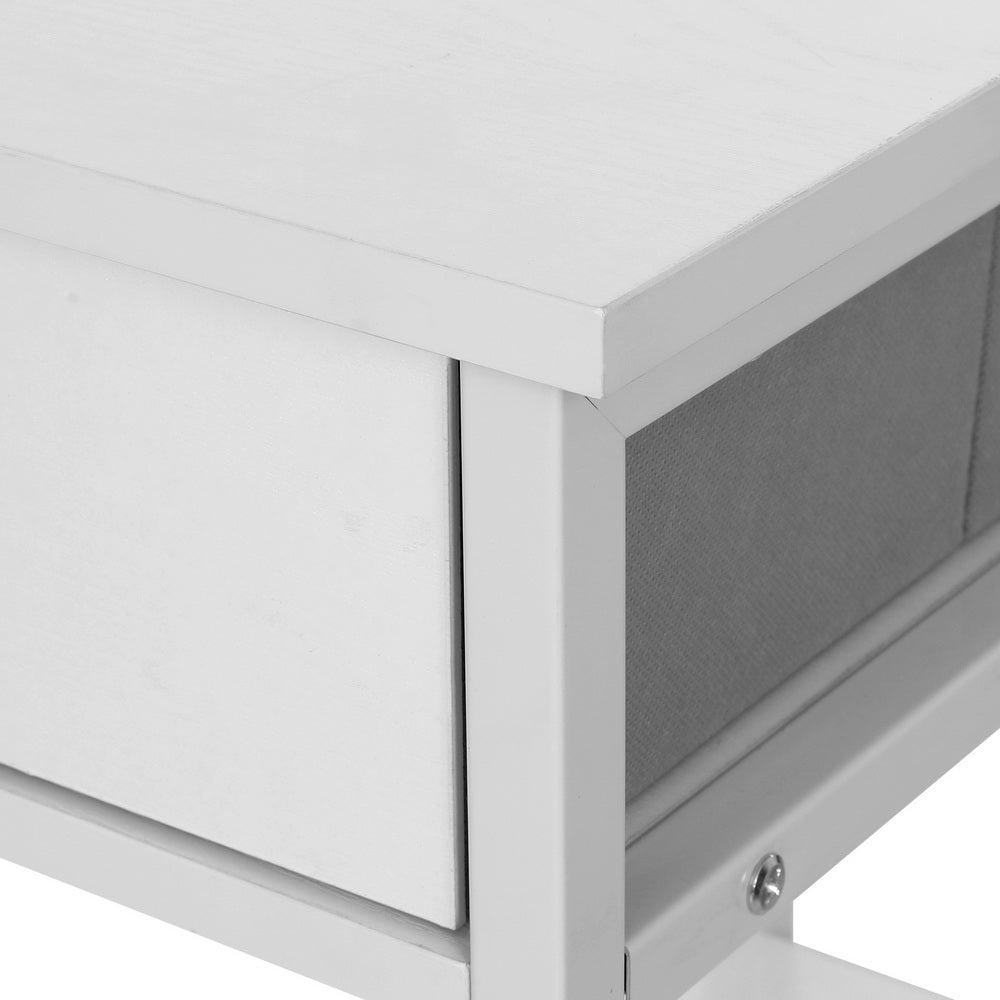 Compact Computer Desk Study Nook Storage Table 120CM - White - Homecoze